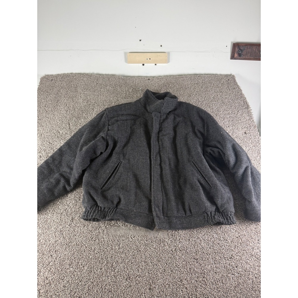 Field &‎ Stream Gordon & Ferguson Mens Grey Houndstooth Wool Bomber Jacket XL